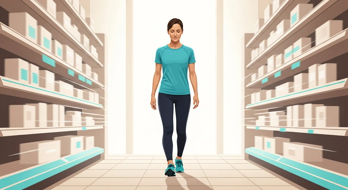 Adult practicing walking tolerance in a visually busy environment