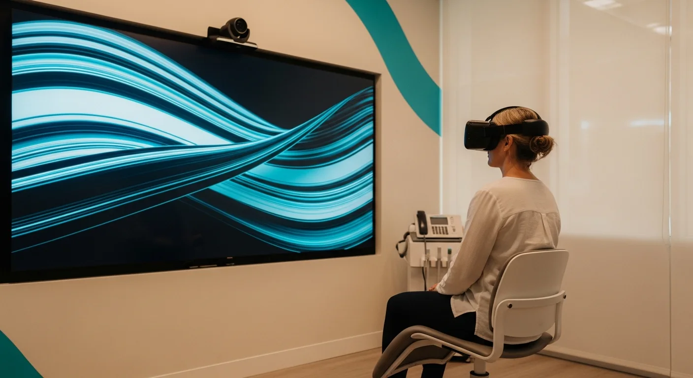 Adult practicing optokinetic visual motion exposure with a patterned screen