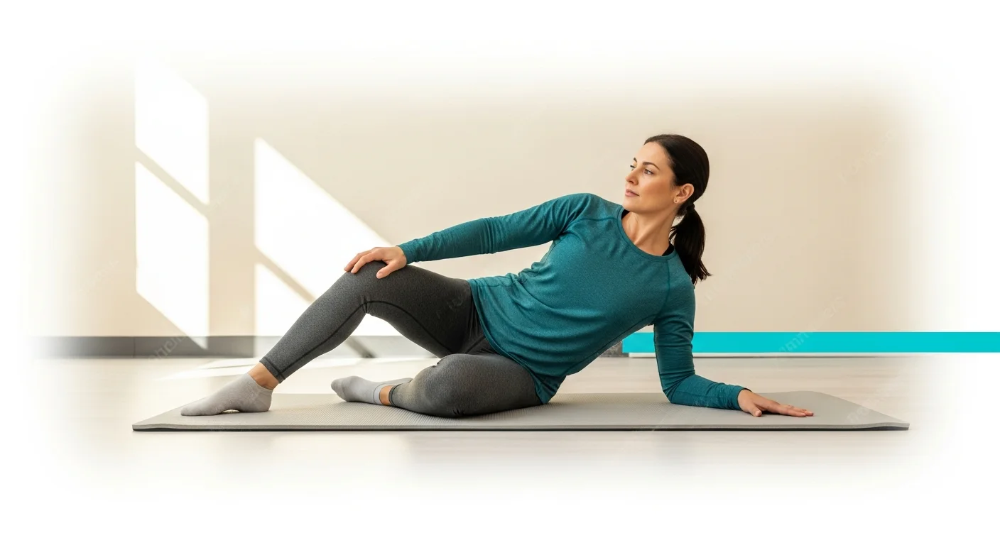 Adult moving carefully from sitting toward lying for positional habituation