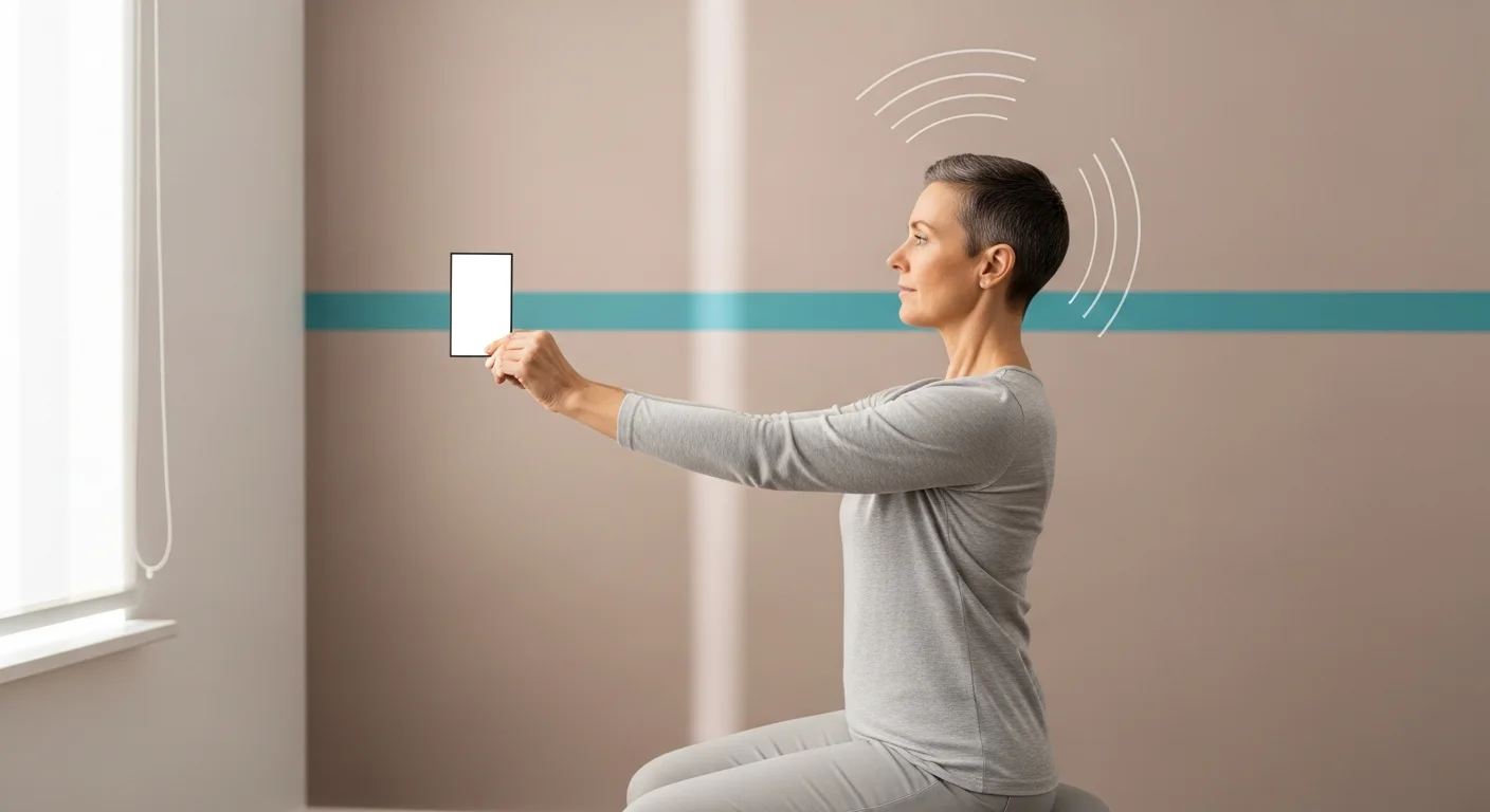 Adult practicing vertical VOR gaze stabilization with a target card
