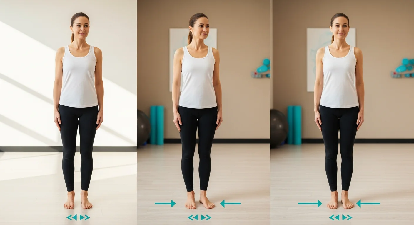 Adult practicing side-to-side weight shifts for balance retraining